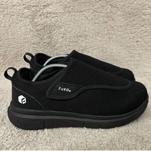 FitVille Men's Black Shoes Comfort Arch Support Recovery Power Size 10.5 EEW